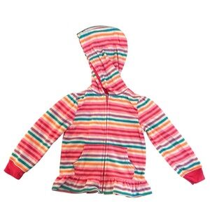 Garamimals Girls Multicolored Fleece Zip-Up Ruffle Peplum Hoodie Jacket , 5T